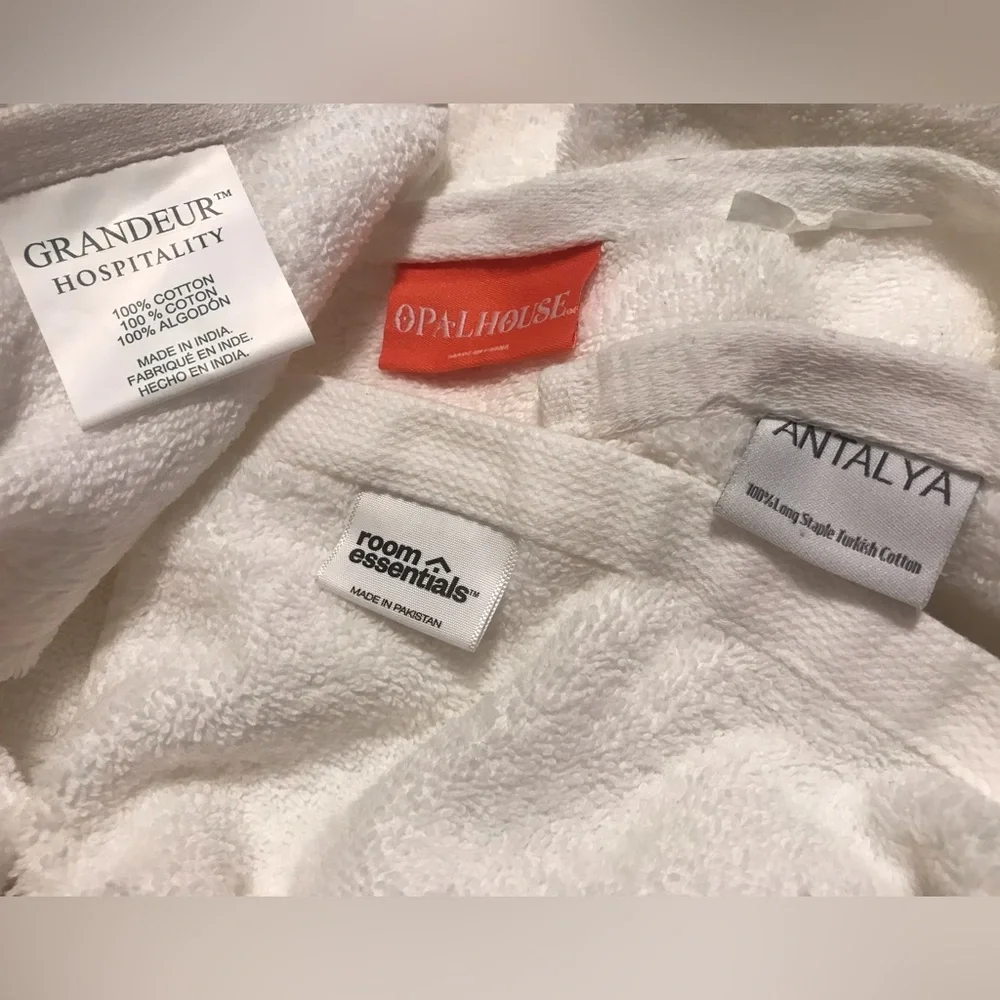 Assorted sizes and brands small towels white
